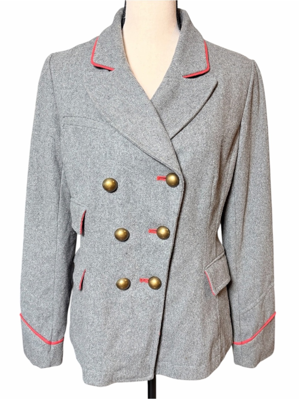 Aratta Silent Journey Gray Wool Blend Double Breasted Blazer - Size Medium
